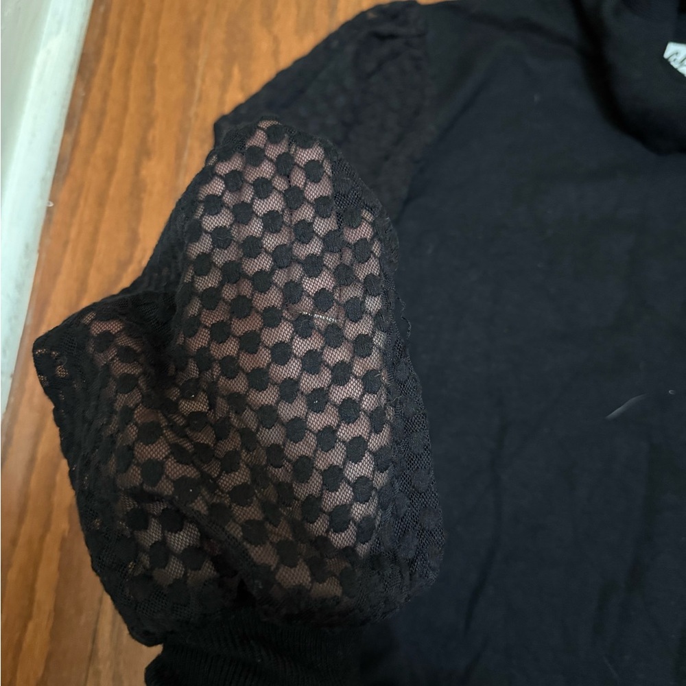 Whimsygoth sheer sleeves Black Turtleneck Sweater - Picture 5 of 7